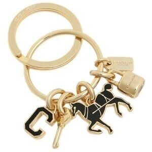 Coach Gold Horse & Carriage Padlock Key Chain Fob Bag Charm Key‎ Ring